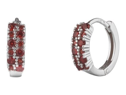 Silver earrings with czech garnet, rhodium plated