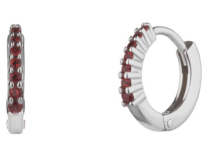 Silver earrings with czech garnet, rhodium plated - circle