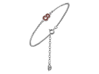 Silver bracelet with czech garnet, rhodium plated - number 8
