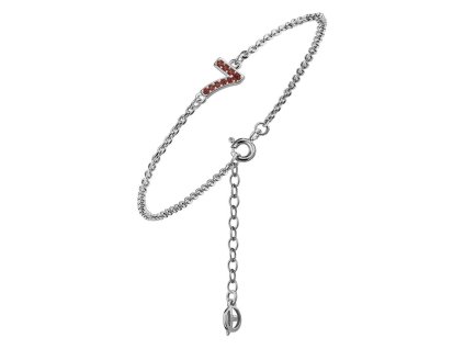 Silver bracelet with czech garnet, rhodium plated - number 7