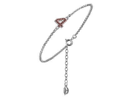 Silver bracelet with czech garnet, rhodium plated - number 4