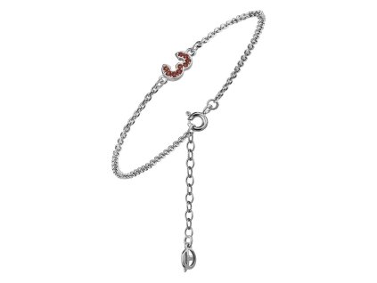 Silver bracelet with czech garnet, rhodium plated - number 3