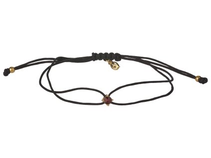 Silver woven bracelet with czech garnet, gold plated
