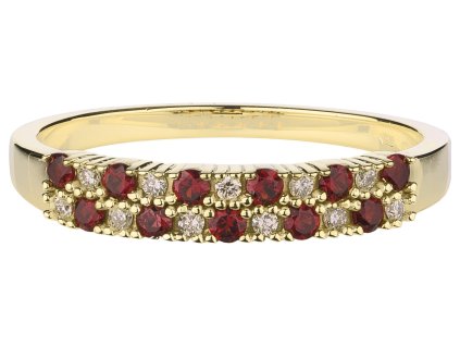 Gold ring with czech garnet and diamond
