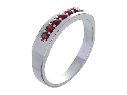 Silver ring with czech garnet, rhodium plated - line                                                
