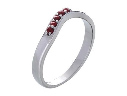 Silver ring with czech garnet, rhodium plated - wave                                                