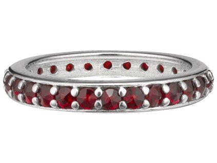 Silver ring with czech garnet, rhodium plated - line                                                
