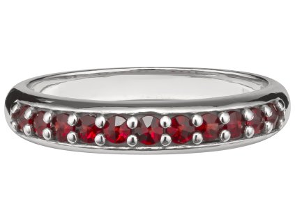 Silver ring with czech garnet, rhodium plated - line                                                