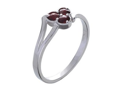 Silver ring with czech garnet, rhodium plated                                                       