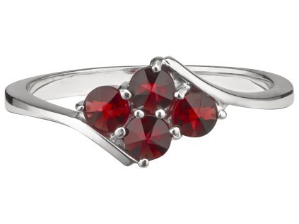 Silver ring with czech garnet, rhodium plated                                                       