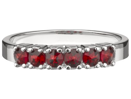 Silver ring with czech garnet, rhodium plated - line                                                