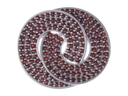 Silver brooch with czech garnet, rhodium plated - knot                                              