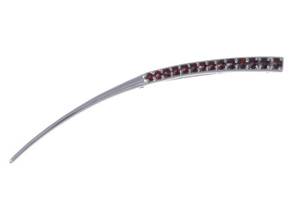 Silver brooch with czech garnet, rhodium plated - line                                              