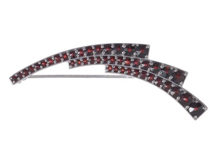 Silver brooch with czech garnet, rhodium plated                                                     