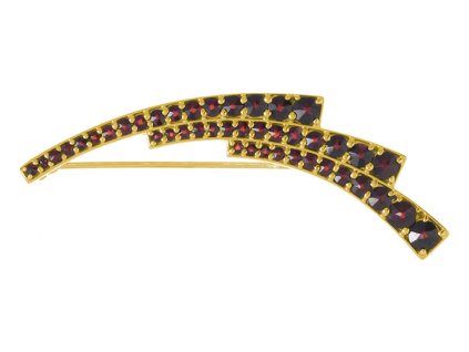 Silver brooch with czech garnet, gold plated                                                        