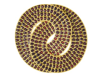 Silver brooch with czech garnet, gold plated - knot                                                 