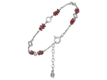 Silver bracelet with czech garnet, rhodium plated                                                   