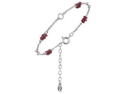 Silver bracelet with czech garnet, rhodium plated                                                   