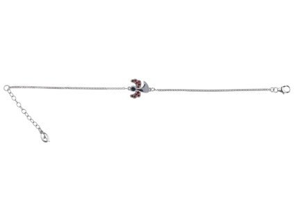 Silver bracelet with czech garnet, rhodium plated - angel                                           