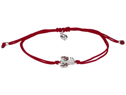 Silver bracelet Shamballa with czech garnet, rhodium plated - angel
