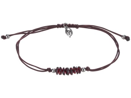 Stříbrný náramek Shamballa s českým granátem, rhodiovaný