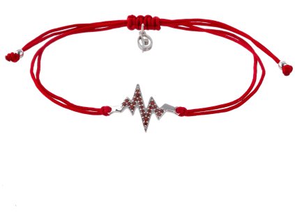 Stříbrný náramek Shamballa s českým granátem, rhodiovaný