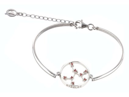 Silver bracelet with czech garnet, rhodium plated, zodiac sign - sagittarius                        