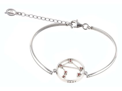 Silver bracelet with czech garnet, rhodium plated, zodiac sign - libra                              