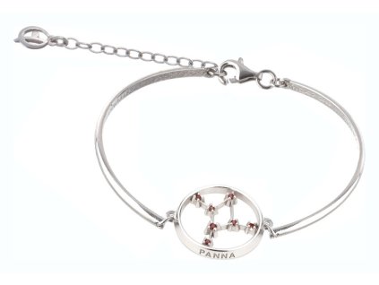 Silver bracelet with czech garnet, rhodium plated, zodiac sign - virgo                              