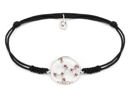 Silver bracelet Shamballa with czech garnet, rhodium plated, zodiac sign - sagittarius              