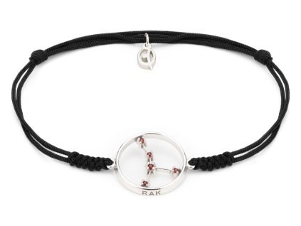 Silver bracelet Shamballa with czech garnet, rhodium plated, zodiac sign - cancer                   