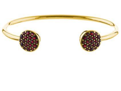 Silver bracelet with czech garnet, gold plated - circle                                             