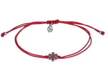 Silver bracelet Shamballa with czech garnet, rhodium plated - flower                                