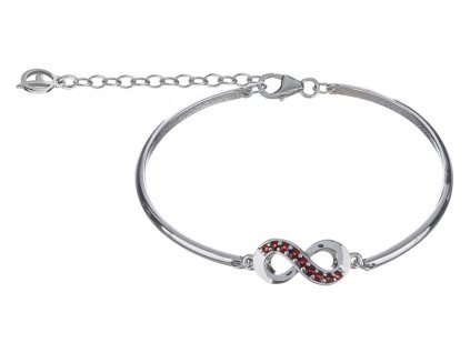 Silver bracelet with czech garnet, rhodium plated - infinity                                        