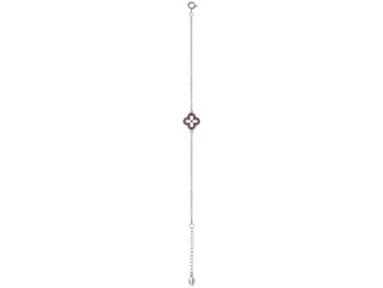 Silver bracelet with czech garnet, rhodium plated - flower                                          