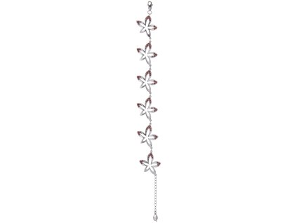 Silver bracelet with czech garnet, rhodium plated - flower                                          