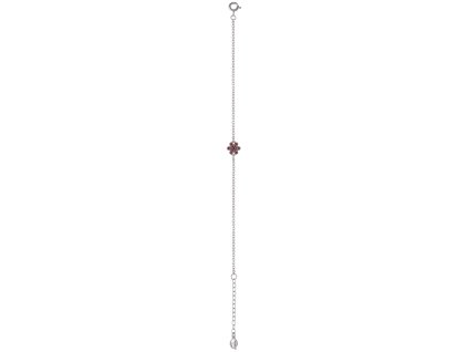 Silver bracelet with czech garnet, rhodium plated - flower                                          