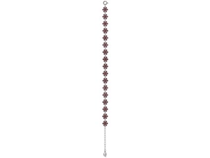 Silver bracelet with czech garnet, rhodium plated - flower                                          