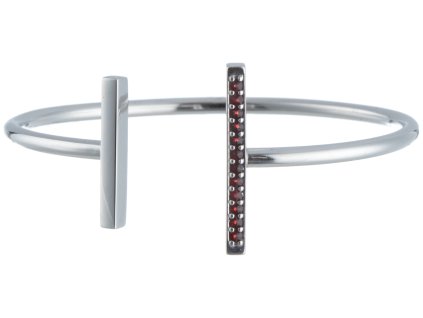 Silver bracelet with czech garnet, rhodium plated - line                                            