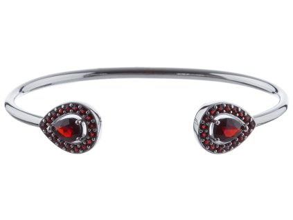 Silver bracelet with czech garnet, rhodium plated - drop                                            