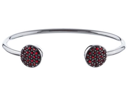 Silver bracelet with czech garnet, rhodium plated - circle                                          