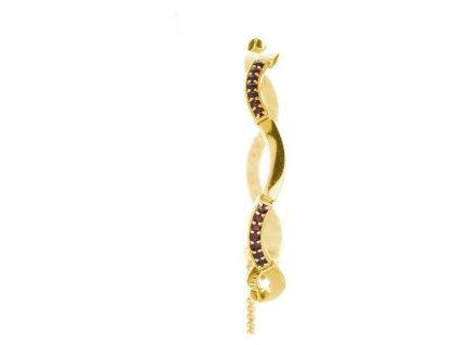 Silver bracelet with czech garnet, gold plated - wave                                               