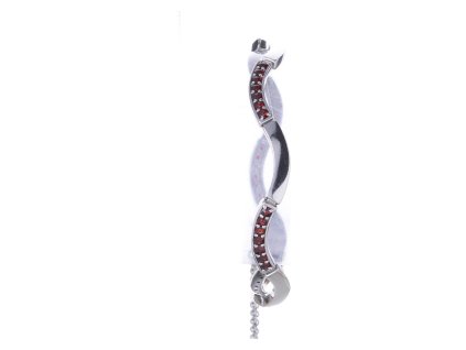 Silver bracelet with czech garnet, rhodium plated - wave                                            