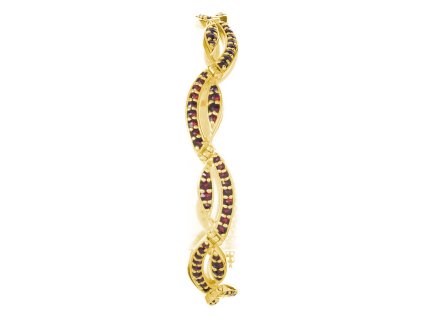 Silver bracelet with czech garnet, gold plated - wave                                               