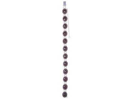 Silver bracelet with czech garnet, rhodium plated - oval                                            