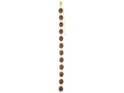 Silver bracelet with czech garnet, gold plated - oval                                               