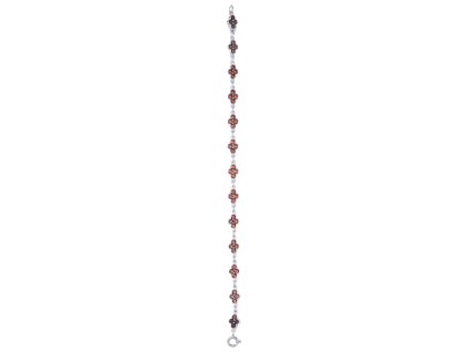 Silver bracelet with czech garnet, rhodium plated                                                   