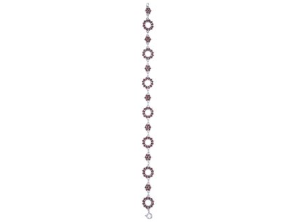 Silver bracelet with czech garnet, rhodium plated - circle                                          