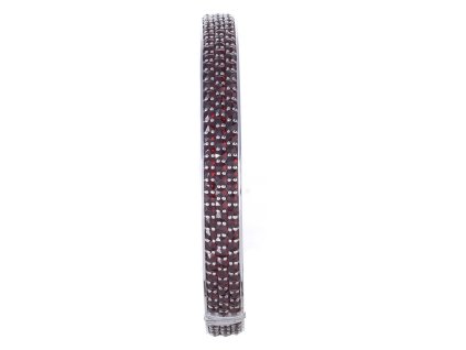 Silver bracelet with czech garnet, rhodium plated - circle                                          
