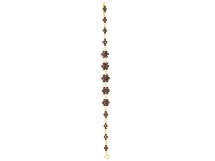 Silver bracelet with czech garnet, gold plated - flower                                             